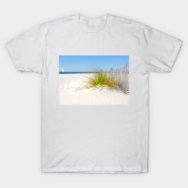 Beautiful White Sandy Beach with blue sky T-Shirt by Peter the T-Shirt Dude